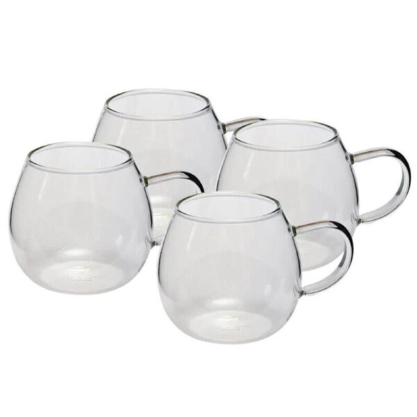 4x Nova Coffee Tea Mug Glasses Borosilicate Cup Drinks Glass 380ml