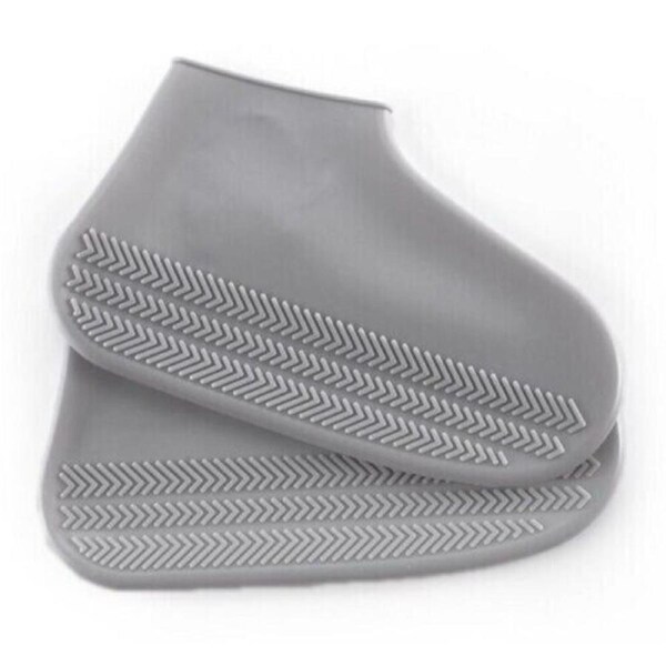 Grey Waterproof Silicone Shoe Cover Protective Water Rubber Boot Overshoe L