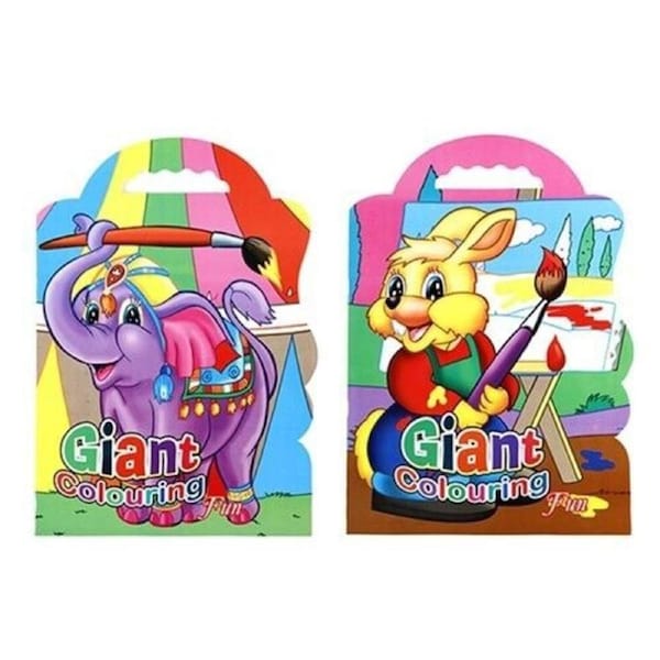 2x Giant Colouring Book with Carry Handle & Pencils Kids Fun Animals Painting A3