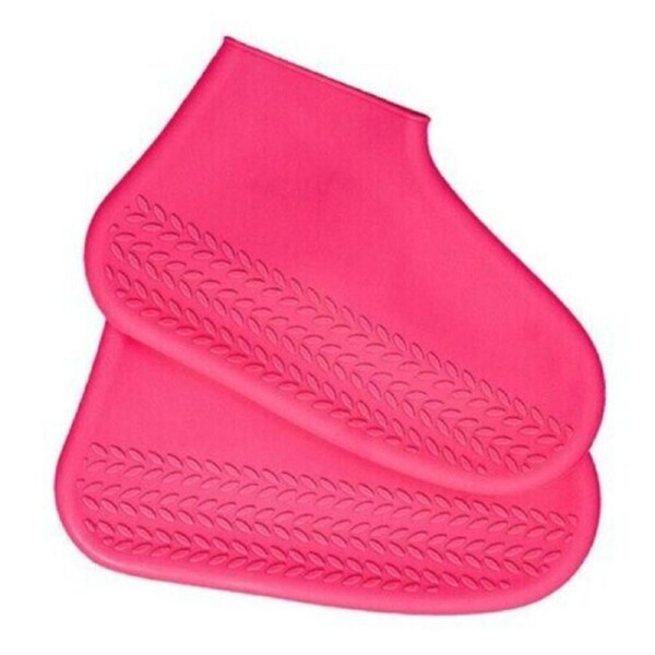 Pink Waterproof Silicone Shoe Cover Protective Water Rubber Boot Overshoe L