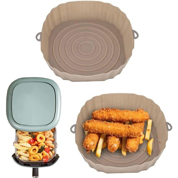 Air Fryer Silicone Pot Air Fryer Basket Liner Non-Stick Reusable Baking - Brown