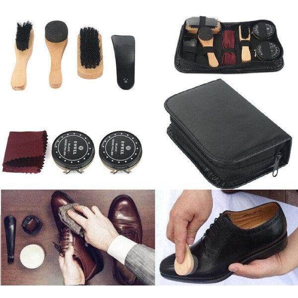 8pcs Shoes Boots Sneakers Polish Brush Set Leather Bag Shoe Shine Care Kit