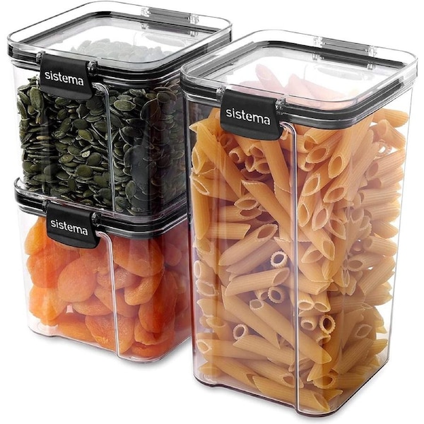 3 Pcs Sistema Ultra Airtight Pantry Storage Kitchen Organisation Containers
