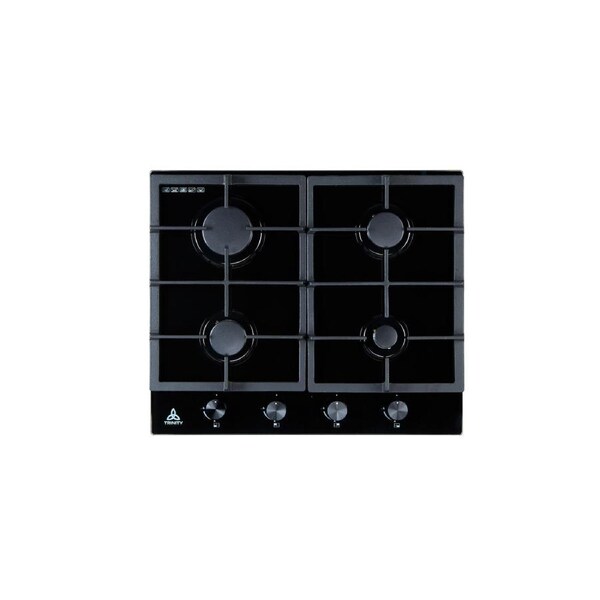 Trinity TRG604BK 60cm 4 Burner Gas Black Glass Cooktop