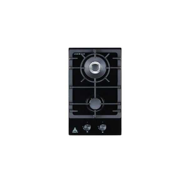 Trinity TRG302BK 30cm Gas WOK Cooktop 2 Burners Black Glass