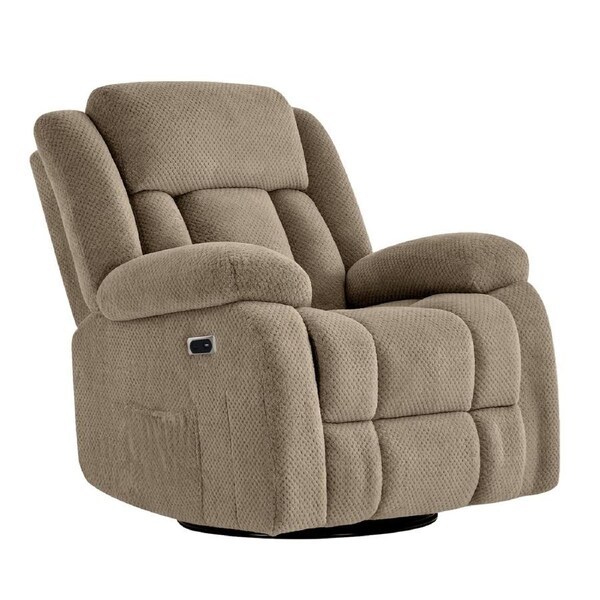 Electric Massage Recliner Chair Flannel 8-Point Chair Heat Reclining Rotate Rocking Armchair Brown