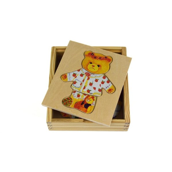 Kaper Kidz Dressing Bear Girl Wooden Blocks Children's Pretend Play Toy 18m+
