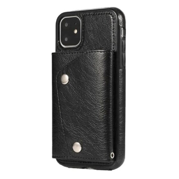 For iPhone 13 Pro Luxury Leather Wallet Shockproof Case Cover - Black