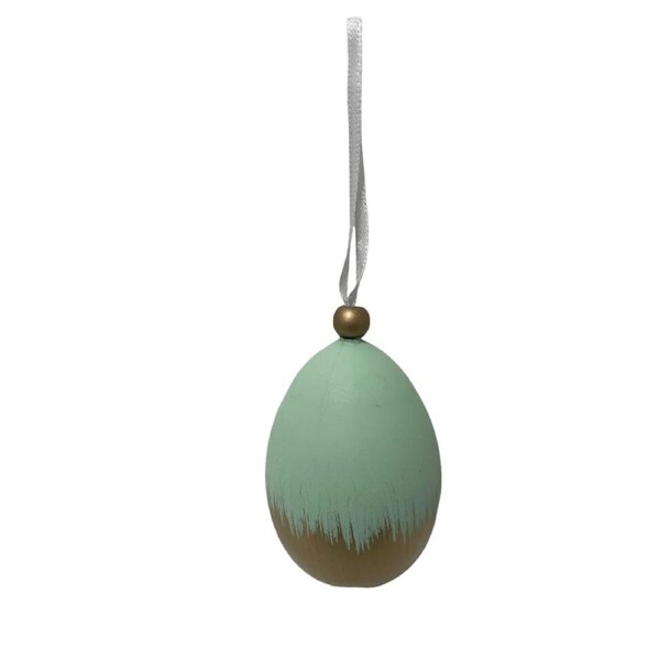 Hanging Egg Mint & Gold 8cm