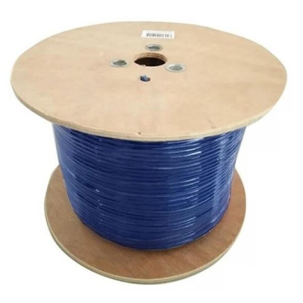 8Ware 350m CAT6 Cable Roll Blue Bare Solid Copper Twisted Core PVC Jacket >305m Cable Roll on Wooden Rell