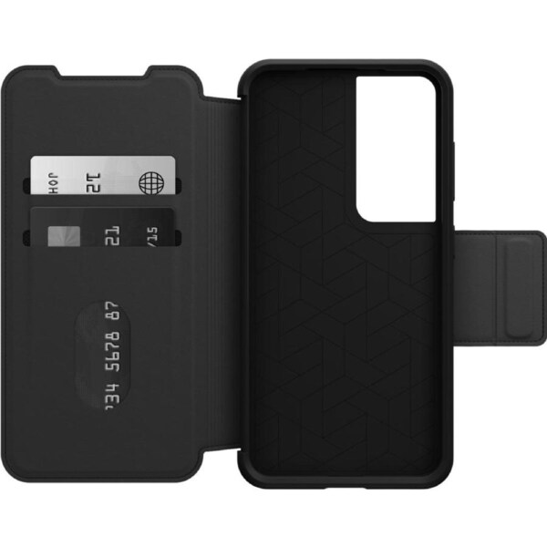 OtterBox Strada Samsung Galaxy S23 5G (6.1') Case Shadow Black - (77-91181), 3X Military Standard Drop Protection, Leather Folio Cover, Card Holder