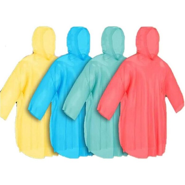 Ozoffer 2PCs Light Color Poncho Unisex Clear Waterproof Raincoat Hooded Rain Coat Adult