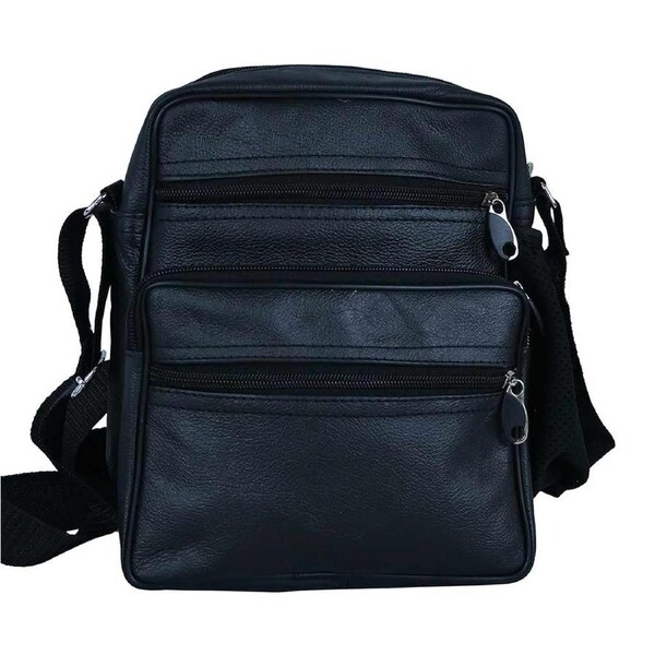 Crossbody Leather Sling Bag Black Santa