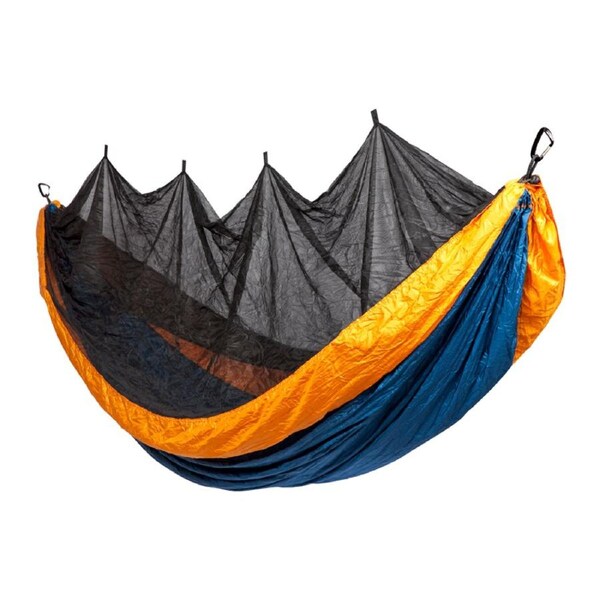 Bug Net Hammock - Majoilica Blue Body & Dark Cheddar Border Single