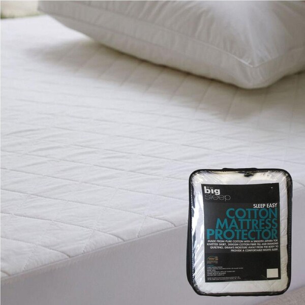 Big Sleep Sleep Easy Cotton Pure Cotton Mattress Protector Single