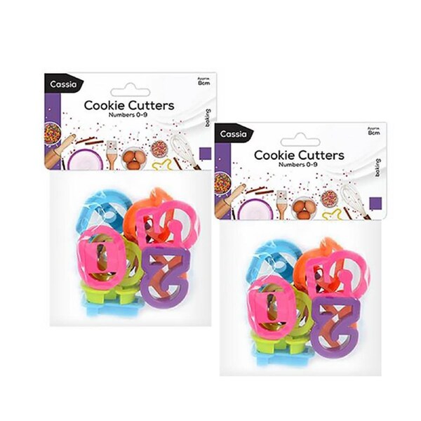 2 Sets Fondant Cake Number Cookies Biscuit Stamp Embosser Mold Cutter Value Set