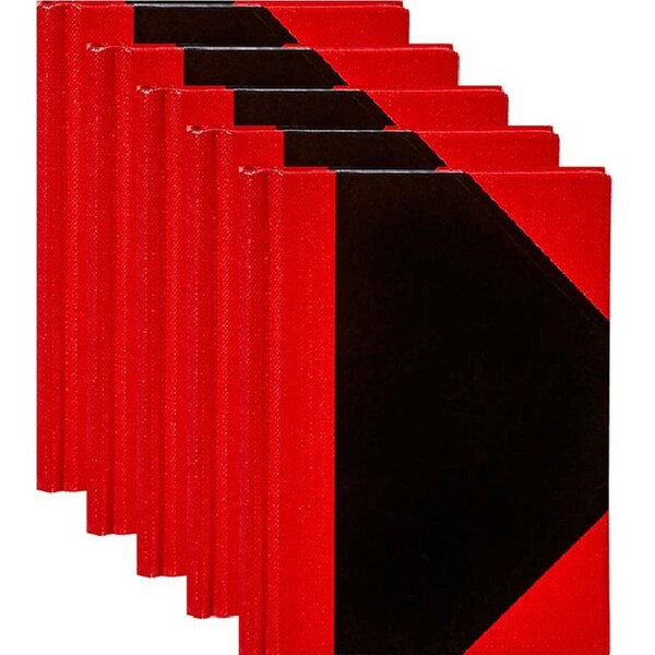 Spirax Notebook Casebound Ruled 100 Leaf A7 Black/Red 5 Pack