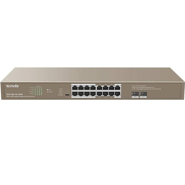 Tenda TEG1118P 16GE+2SFP Ethernet Switch With 16-Port PoE+