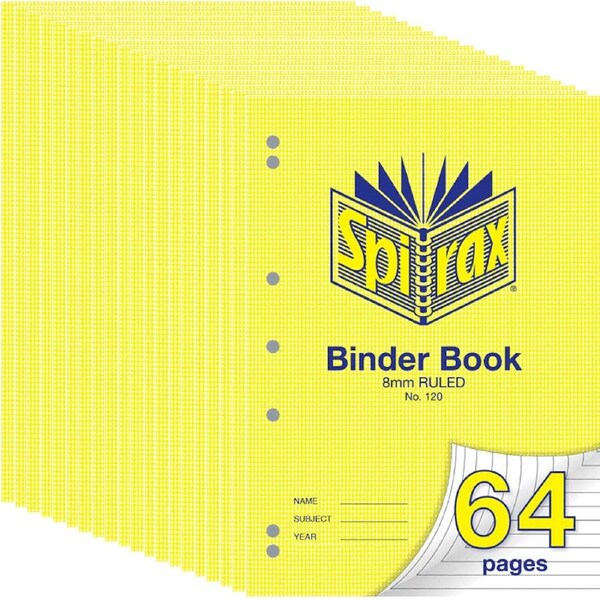 Spirax 120 Binder Notebook Book 8mm Ruled 64 Page A4 20 Pack
