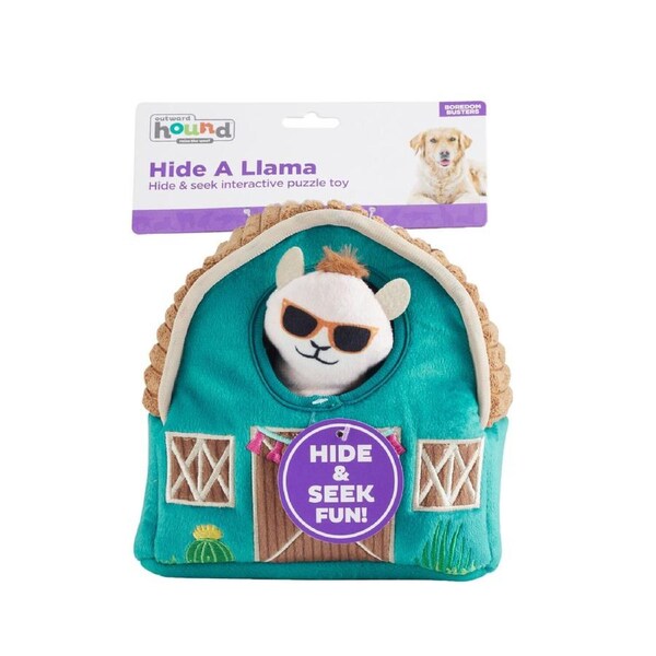 Outward Hound Hide-A-Llama Plush Dog Puzzle with 3 Squeaker Toys