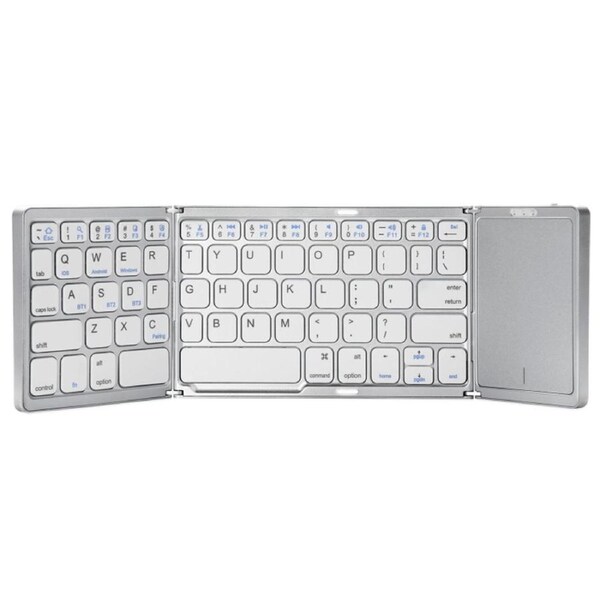 TODO Folding Bluetooth Wireless Keyboard Touchpad BT 5.1 Mac Windows Android - Silver