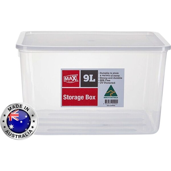 24 x MAX 9L Plastic Storage Container Kitchen Fridge Pantry Organiser Box Tubs