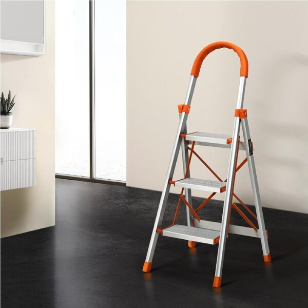Giantz Multi-Purpose Ladder 3 Step Folding Aluminium Light Weight Non Slip Platform
