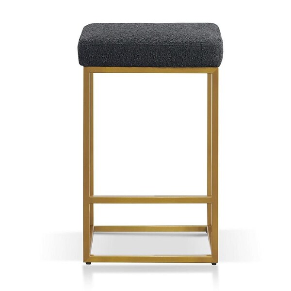 Adela Black Boucle Bar Stool - Golden Base