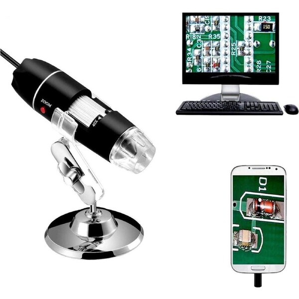 Jiusion 40 to 1000X Magnification Endoscope, 8 LED USB 2.0 Digital Microscope, Mini Camera with OTG Adapter and Metal Stand, Compatible with Mac Windows 7 8 10 11 Android Linux