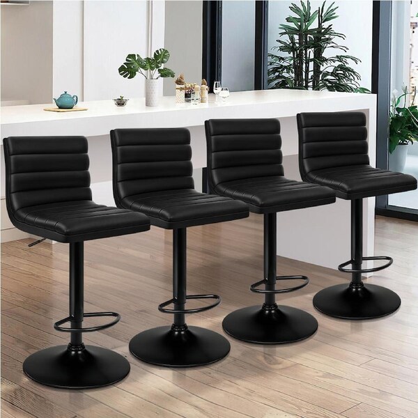 4x ALFORDSON Bar Stools Stripe Pattern All Black