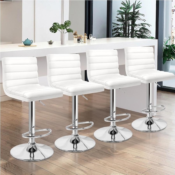 4x ALFORDSON Bar Stools Stripe Pattern White