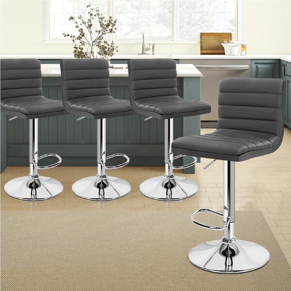 4x ALFORDSON Bar Stools Ruel Leather Grey