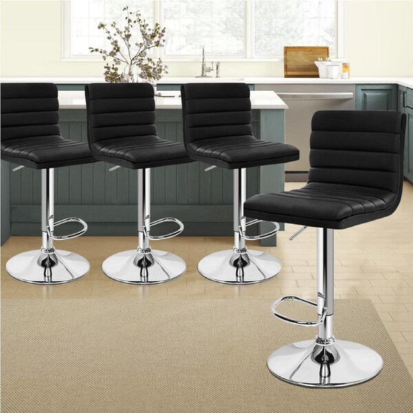 4x ALFORDSON Bar Stools Ruel Leather Black