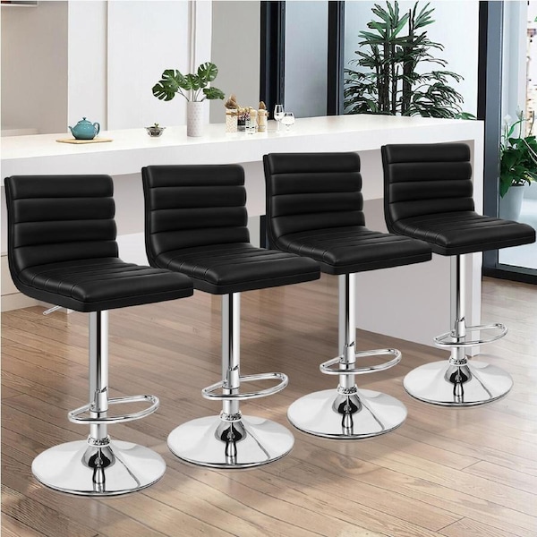 4x ALFORDSON Bar Stools Stripe Pattern Black