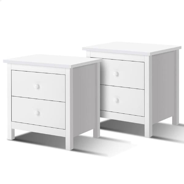 ALFORDSON 2x 2 Drawers Bedside Table Hamza Nightstand (White)