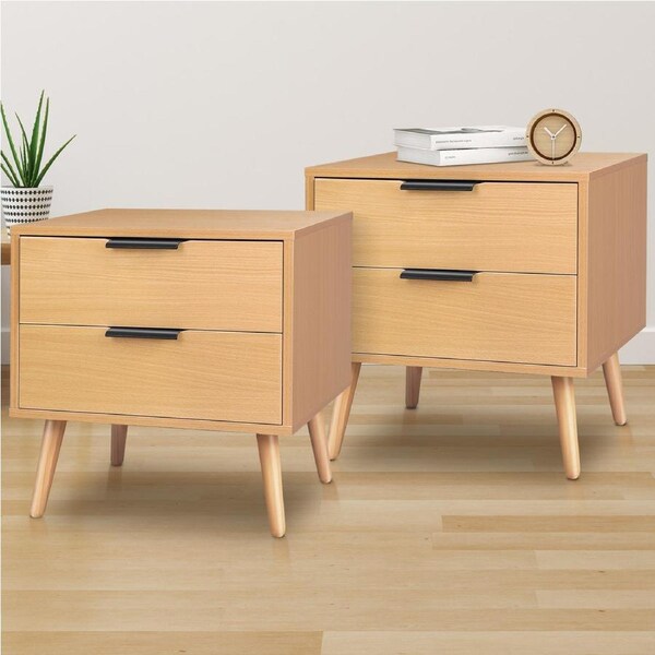 ALFORDSON 2x Bedside Table Nightstand Side Storage Cabinet Wood Scandinavian