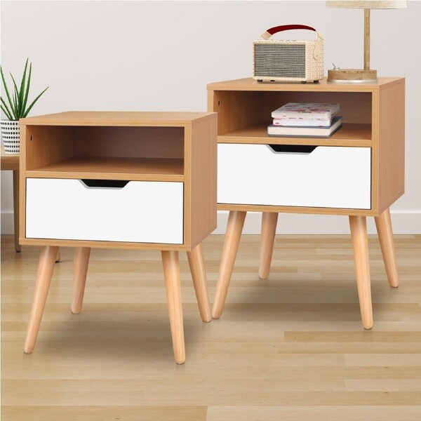 ALFORDSON 2x Bedside Table Nightstand Storage Cabinet Scandinavian White