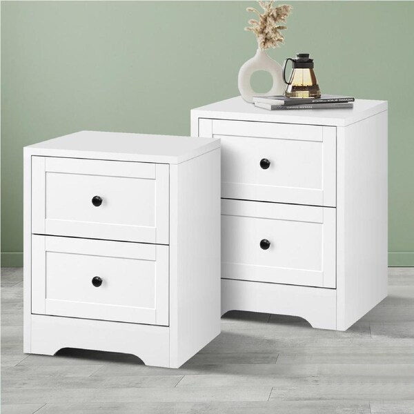 ALFORDSON 2x Bedside Table Hamptons Nightstand Storage Side End Cabinet White
