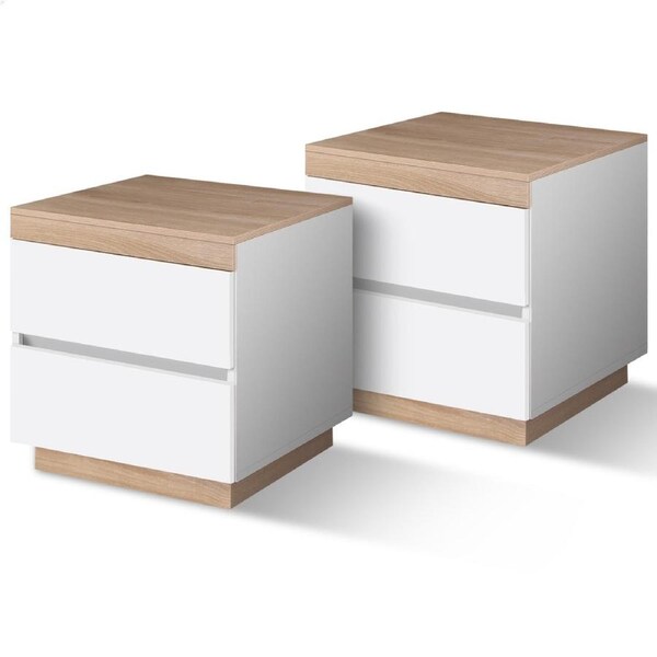 ALFORDSON Set of 2 Bedside Table Wood and White