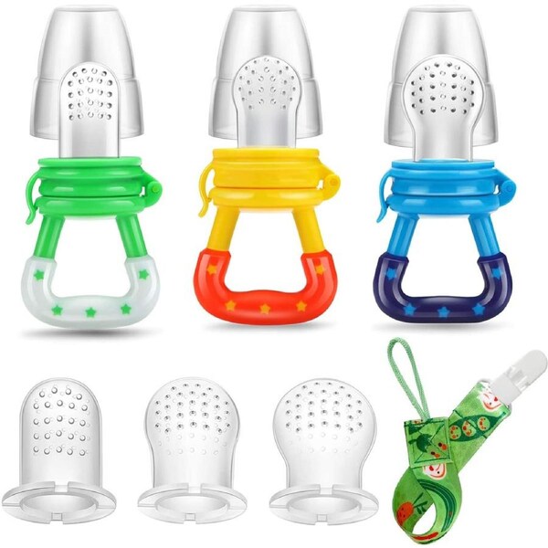 Baby Fruit Food Feeder Pacifier, Training Massaging Toy Teether (3 Pack)