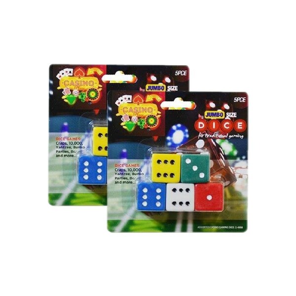 3x Assorted Jumbo Dice 5 Pcs Each SIze 2.3cm Classic Dice Games