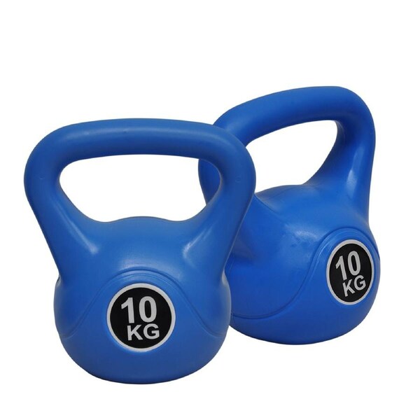 2 x 10kg Kettlebell - Home Gym Kettlebell Weight Fitness Exercise - Blue