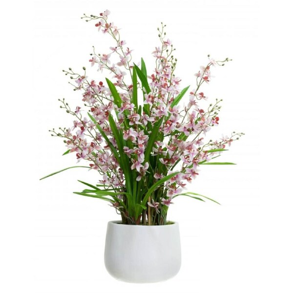 78cm Dancing Lady Orchid Plant in Ceramic Pot Artificial Flower Plant Decor-Pink