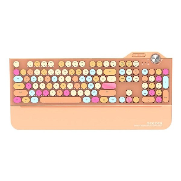 Nevenka Retro Three Mode Mechanical Keyboard with Palm Rest LED Backlit-Orange