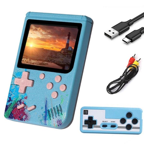 Nevenka 3.0inch Screen Retro Handheld Game Console 500 Classic FC Games Support to TV Output-Two Player-Blue