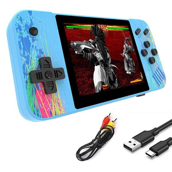 Nevenka 3.5inch Screen Retro Handheld Game Console 800 Classic FC Games Support to TV Output-Blue