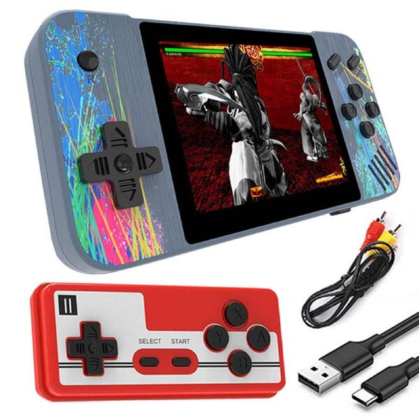Nevenka 3.5inch Screen Retro Handheld Game Console 800 Classic FC Games Support to TV Output-Two Players-Grey