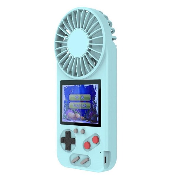 Nevenka Handheld Game Console with USB Fan Built-in 500 Classic Games for Kids Adult-Blue
