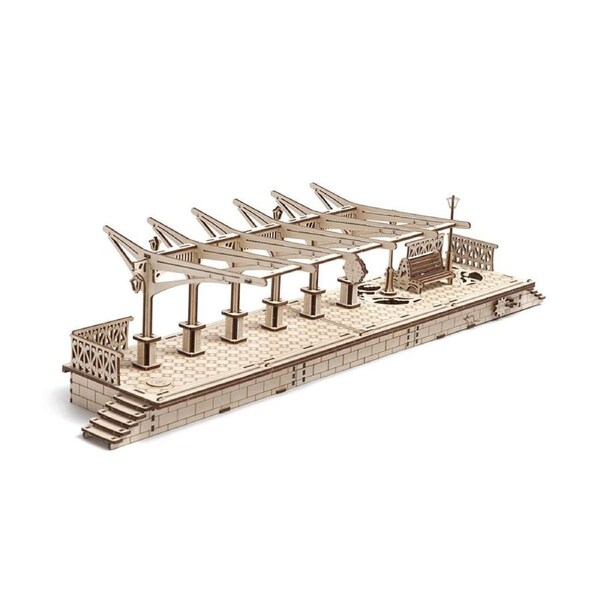 Made in Ukraine UGears Plywood Railway Platform Collectible Mechanical Model Kit