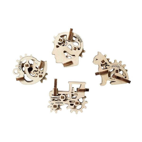 Ukraine Made UGears Fidgets Tribics 4 Miniature Models In Each Set Wooden Puzzle